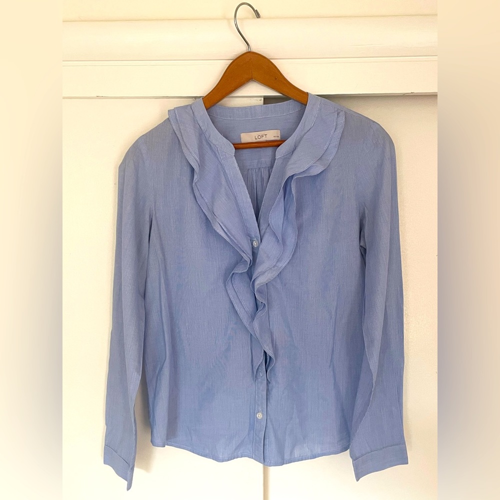LOFT Ruffle Button Blouse